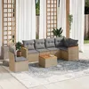 Image de Salon de jardin modulable vidaxl beige 7 pieces 6 personnes 62 x 62 x 69 cm resine tressee