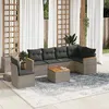 Image de vidaXL Salon de Jardin avec Coussins 7 pcs, Canapés de Terrasse, Ensemble de Meubles de Patio, Mobilier d'Extérieur, Gris 3226025