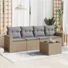 Image de vidaXL Salon de jardin avec coussins 5 pcs beige résine tressée 3251026