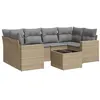 Image de Salon de jardin vidaXL 7 pièces avec coussins beige résine tressée