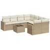Image de Salon de jardin vidaXL 9 pièces avec coussins beige résine tressée
