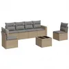 Image de Salon de jardin avec coussins vidaXL 7 pièces beige résine tressée