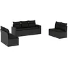 Image de Salon de jardin vidaXL 7 pièces avec coussins noir résine tressée