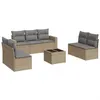 Image de Salon de jardin vidaXL 8 pièces avec coussins beige résine tressée