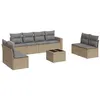 Image de Salon de jardin 9 pièces vidaXL avec coussins beige résine tressée