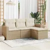 Image de vidaXL Salon de jardin avec coussins 4 pcs beige résine tressée 3251205