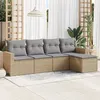 Image de vidaXL Salon de jardin avec coussins 5 pcs beige résine tressée 3251226