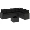 Image de Salon de jardin vidaXL 7 pièces avec coussins noir résine tressée