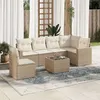 Image de Salon de jardin modulable vidaxl resine tressee 6 personnes 7 pieces 62 x 62 x 69 cm beige