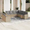 Image de Salon de jardin vidaXL 9 pièces avec coussins beige résine tressée