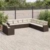 Image de vidaXL Salon de Jardin avec Coussins 11 pcs, Canapés de Terrasse, Ensemble de Meubles de Patio, Mobilier d'Extérieur, Marron 3251530