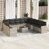 Image de Salon de jardin avec coussins 12 pcs gris clair résine tressée