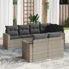 Image de Salon de jardin modulable VIDAXL resine tressee 7 pieces gris 62 x 62 x 69 cm