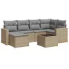Image de Salon de jardin vidaXL 7 pièces avec coussins beige résine tressée