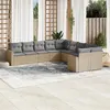 Image de vidaXL Salon de Jardin avec Coussins 10 pcs, Canapés de Terrasse, Ensemble de Meubles de Patio, Mobilier d'Extérieur, Beige 3251846