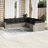 Image de vidaXL Salon de Jardin avec Coussins 10 pcs, Canapés de Terrasse, Ensemble de Meubles de Patio, Mobilier d'Extérieur, Gris 3251849
