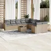 Image de vidaXL Salon de Jardin avec Coussins 11 pcs, Canapés de Terrasse, Ensemble de Meubles de Patio, Mobilier d'Extérieur, Beige 3251856