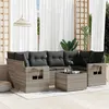 Image de Salon de jardin modulable Vidaxl resine tressee gris 7 pieces x 62 x 69