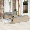 Image de Salon de jardin modulable vidaxl beige resine tressee 9 pieces 55 x 62 x 69 cm