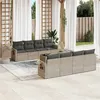 Image de Salon de jardin modulable Vidaxl resine tressee gris 9 pieces x 62 x 69