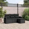 Image de vidaXL Salon de Jardin avec Coussins 4 pcs, Canapés de Terrasse, Ensemble de Meubles de Patio, Mobilier d'Extérieur, Noir 3252402
