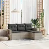 Image de vidaXL Salon de Jardin avec Coussins 4 pcs, Canapés de Terrasse, Ensemble de Meubles de Patio, Mobilier d'Extérieur, Gris 3252409