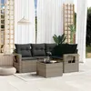 Image de Salon de jardin modulable Vidaxl rotin gris 5 pieces x 62 x 69 4 personnes