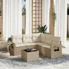 Image de Vidaxl Salon de jardin modulable - 6 pièces - Résine tressée beige - Table pliante - 62 x 55 x 69 cm