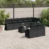 Image de vidaXL 9-delige Loungeset met kussens poly rattan zwart3252762
