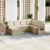 Image de Salon de jardin modulable vidaxl resine tressee beige 7 pieces 62 x 55 x 69 cm 7 personnes