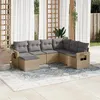 Image de vidaXL Salon de Jardin avec Coussins 7 pcs, Canapés de Terrasse, Ensemble de Meubles de Patio, Mobilier d'Extérieur, Beige 3252836