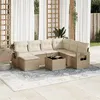 Image de Vidaxl Salon de jardin modulable - Lot de 8 pièces - Résine tressée - Beige - 7 personnes