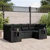 Image de vidaXL 6-delige Loungeset met kussens poly rattan zwart3252912