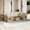 Image de Salon de jardin modulable Vidaxl resine tressee beige 10 pieces 62 x 55 x 69 9 personnes