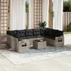 Image de Salon de jardin modulable Vidaxl resine tressee gris 10 pieces x 62 x 69