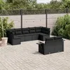Image de vidaXL Salon de Jardin avec Coussins 9 pcs, Canapés de Terrasse, Ensemble de Meubles de Patio, Mobilier d'Extérieur, Noir 3252952