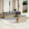 Image de vidaXL Salon de Jardin avec Coussins 9 pcs, Canapés de Terrasse, Ensemble de Meubles de Patio, Mobilier d'Extérieur, Beige 3252956