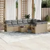Image de Vidaxl Salon de jardin modulable - Lot de 10 pièces - Résine tressée - Beige - 9 personnes