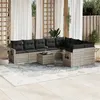 Image de vidaXL Salon de Jardin avec Coussins 10 pcs, Canapés de Terrasse, Ensemble de Meubles de Patio, Mobilier d'Extérieur, Gris 3252989