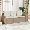 Image de Salon de jardin modulable VIDAXL resine tressee beige 3 pieces x 195 x 69 3 personnes