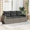 Image de Salon de jardin modulable Vidaxl resine tressee gris 3 pieces x 195 x 69 3 personnes