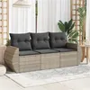 Image de Salon de jardin modulable Vidaxl resine tressee gris 3 pieces x 195 x 69