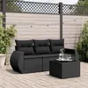 Image de Salon de jardin modulable VIDAXL resine tressee noir 4 pieces x 195 x 69 3 personnes
