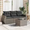 Image de Salon de jardin modulable Vidaxl resine tressee gris 4 pieces x 195 x 69 3 personnes