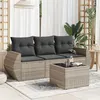 Image de Salon de jardin modulable Vidaxl resine tressee gris 4 pieces x 195 x 69
