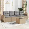 Image de 5 pieces Vidaxl 4 personnes beige resine tressee x 250 x 69 salon de jardin modulable