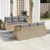 Image de Salon de jardin modulable Vidaxl rotin beige 7 pieces x 195 x 69 6 personnes