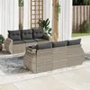 Image de Salon de jardin modulable Vidaxl resine tressee gris 7 pieces x 195 x 69