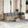 Image de Salon de jardin modulable Vidaxl resine tressee beige 8 pieces x 71 x 69 7 personnes