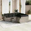Image de vidaXL Salon de Jardin avec Coussins 9 pcs, Canapés de Terrasse, Ensemble de Meubles de Patio, Mobilier d'Extérieur, Gris 3253499